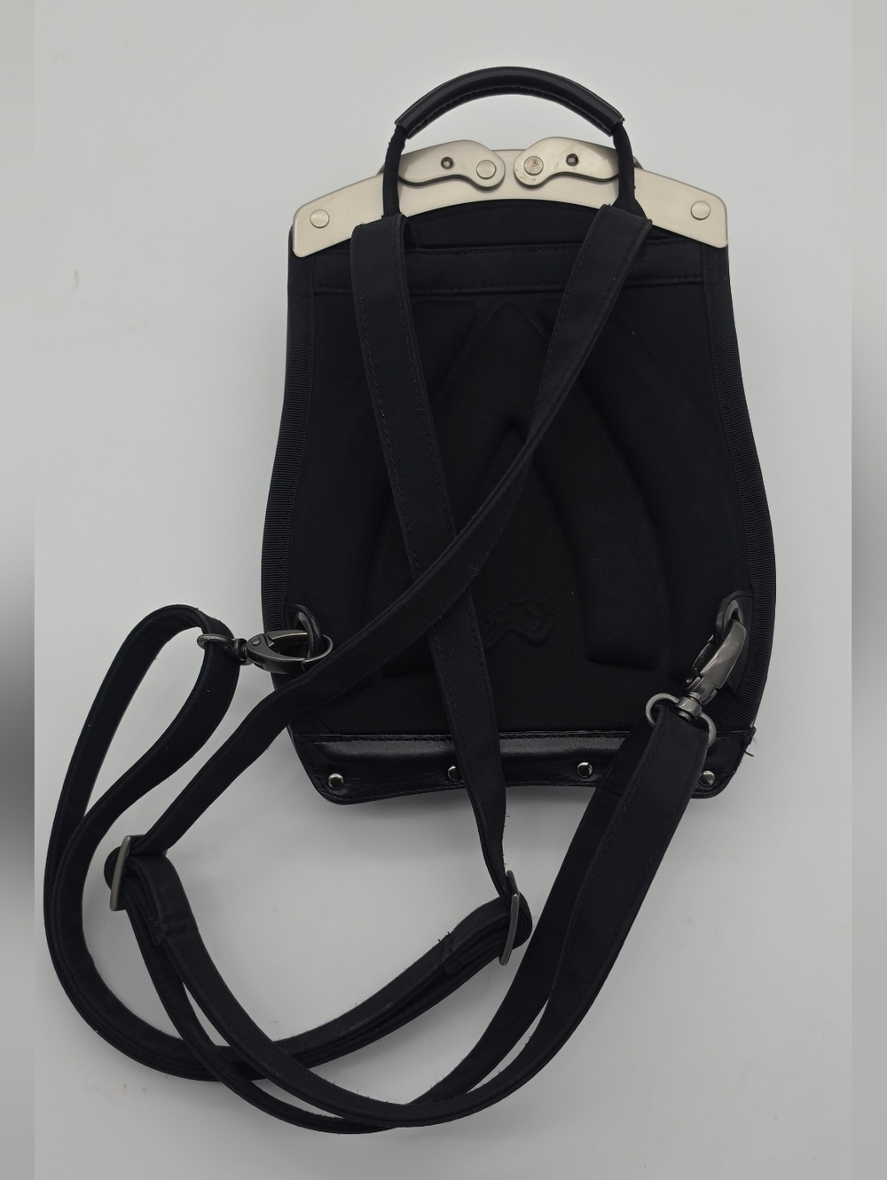 Minimalist Black Scarabee Backpack with Silver Hardware - Picture 6 of 11